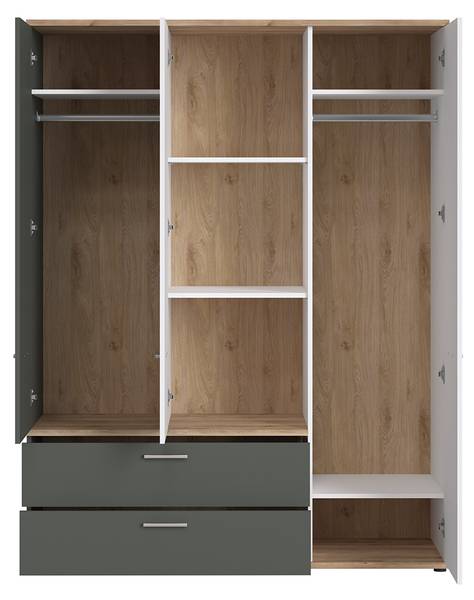 Kleiderschrank TOMAR-129-2 Grau - Weiß - Holzwerkstoff - 150 x 196 x 60 cm