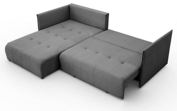 Ecksofa APOLLO L mit Schlaffunktion Grau - Polyester - 246 x 93 x 188 cm