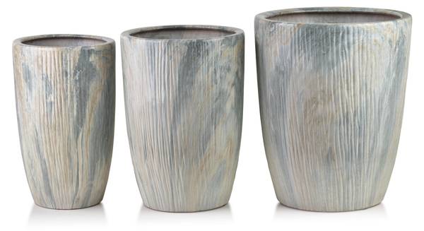 Blumentopf NEVA 3er-Set Grau - Keramik - 37 x 47 x 37 cm