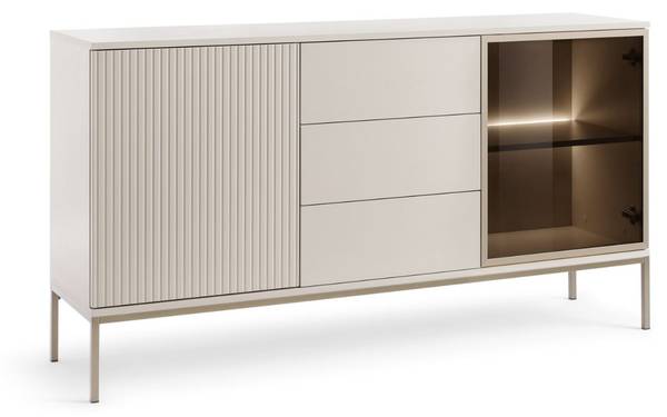 Kommode DEO Beige - Rauchglas - ABS - 154 x 83 x 39 cm