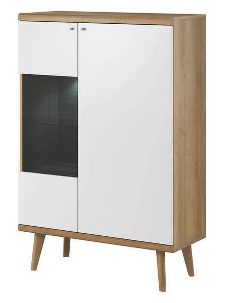 Vitrinenschrank PRIMO PWT90 LED Beige - Weiß - ABS - Melamin - 90 x 134 x 40 cm