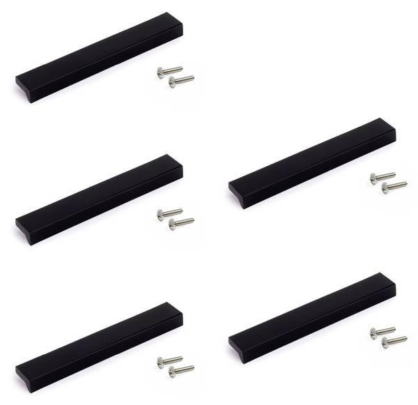 Möbelgriff Xirivella 5er-Set Schwarz - Metall - 1 x 2 x 16 cm