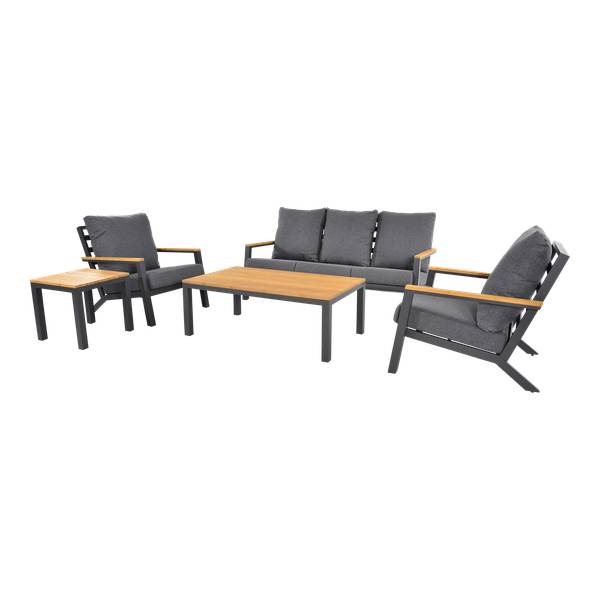 Loungeset 5-teilig DONNA Grau - Metall - 175 x 79 x 99 cm