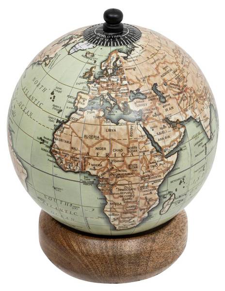 Dekorativer Globus BE VINTAGE Massivholz - 10 x 13 x 10 cm