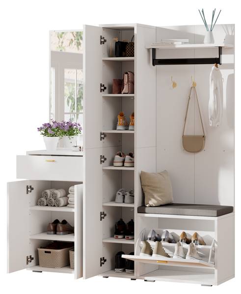 Kledingkastset LucyDiana wit - plaatmateriaal op houtbasis - 36 x 180 x 150 cm