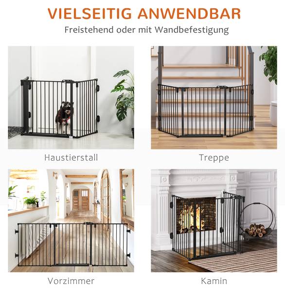 Hunde Absperrgitter D06-125BK Braun - Metall - 2 x 76 x 203 cm