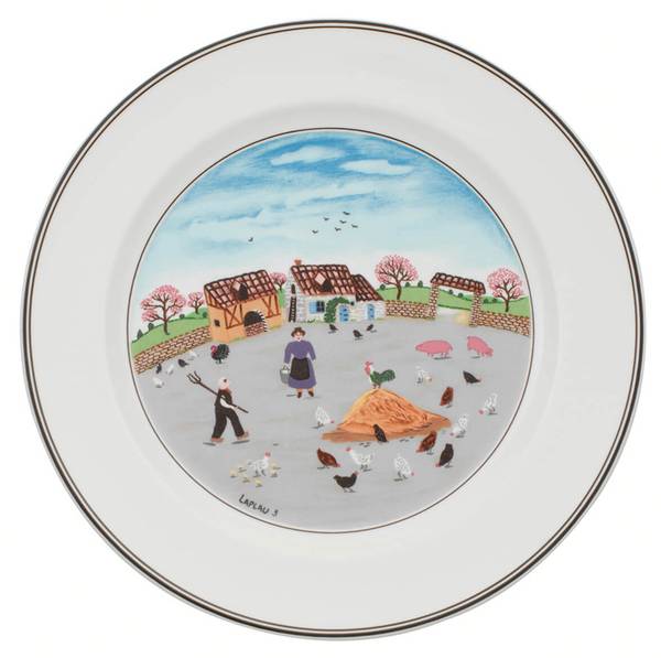 Speiseteller Hühnerhof Design Naif Porzellan - 27 x 3 x 27 cm