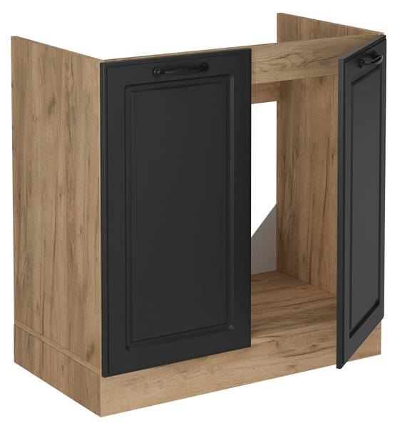 Spülenunterschrank R-Line 53673 Anthrazit - Eiche Landhaus Dekor - Eiche Dekor
