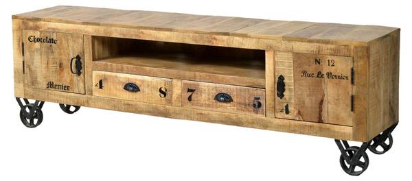 RUSTIC Lowboard Braun - Mango - 200 x 55 x 40 cm