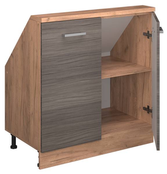 Meuble de rangement sous pente Rion56160 Imitation chêne - Gris platine - Largeur : 80 cm