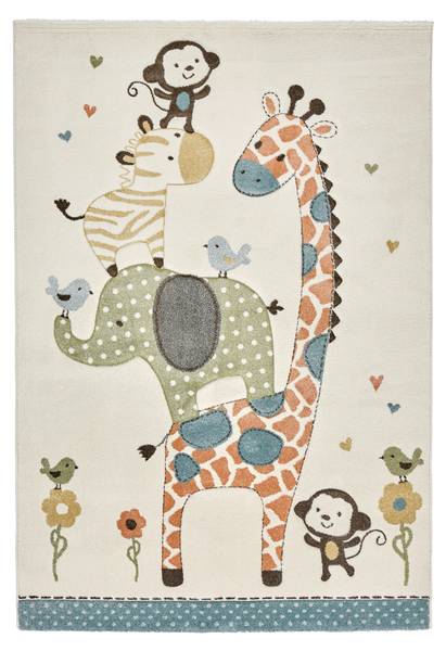 Kinderteppich MORITZ Weiß - Holzwerkstoff - 120 x 1 x 170 cm
