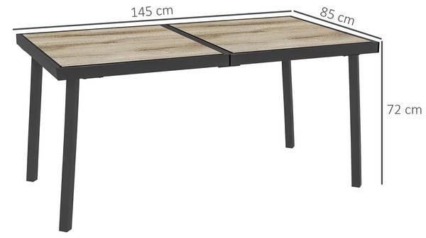 Gartentisch BB5345 Grau - Metall - 85 x 72 x 145 cm