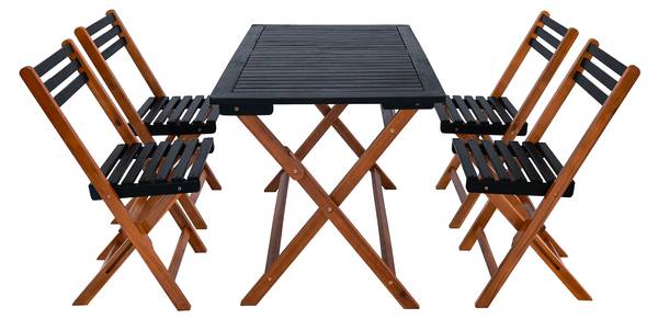 Garten-Essgruppe Altamura 5-tlg. Braun - Grau - Akazie - 118 x 74 x 70 cm