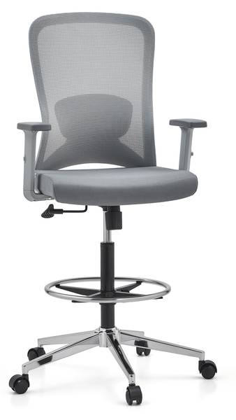 Bürodrehstuhl Top Work 44 W Grau - Polyester - 60 x 136 x 68 cm