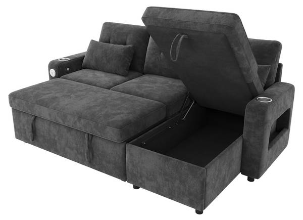 Schlafsofa ChenilLade Ⅲ Grau - Chenille - 131 x 85 x 206 cm
