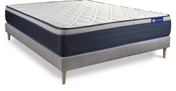 Bettgestell und Matratze Actimemo max - Grau - Massivholz - 120 x 55 x 195 cm