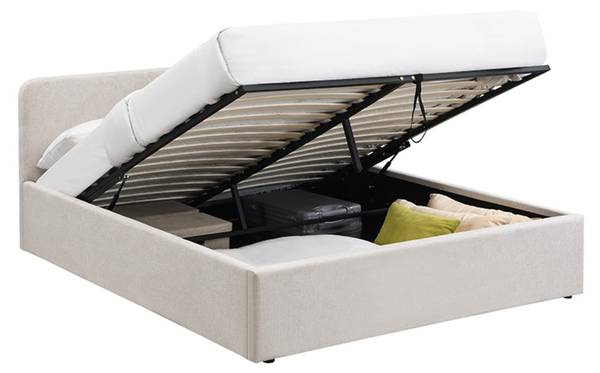 Bett LIOR Grau - Massivholz - 205 x 88 x 150 cm