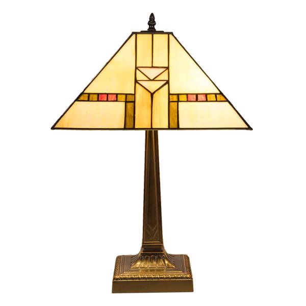 Tiffany Tischlampe Mission 7041 Weiß - Glas - 35 x 53 x 35 cm
