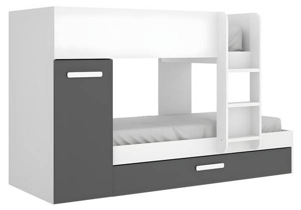 Etagenbett ANTHONY Grau - Holz teilmassiv - 97 x 150 x 243 cm