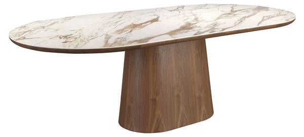Esstisch 1173 Gelb - Walnuss - Marmor - 240 x 76 x 120 cm