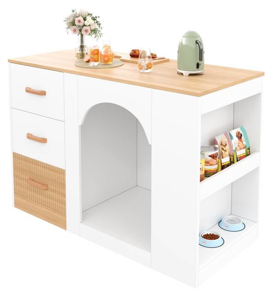 Kücheninsel BANAT44 Ⅲ Weiß - Holzwerkstoff - 60 x 90 x 120 cm