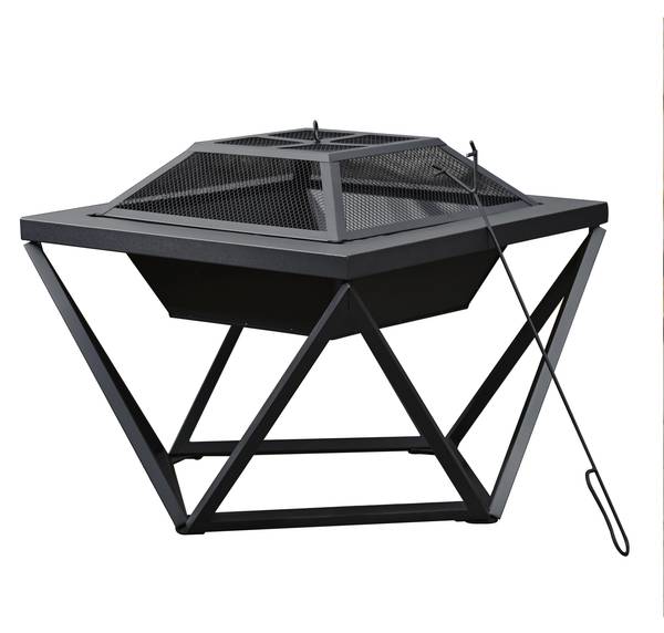 Garten Holzbefeuerte Feuerstelle Schwarz - Aluminium - 60 x 52 x 60 cm
