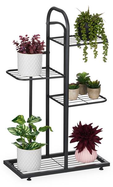 Plantenrek staal 4 etages zwart - staal - 44 x 73 x 23 cm