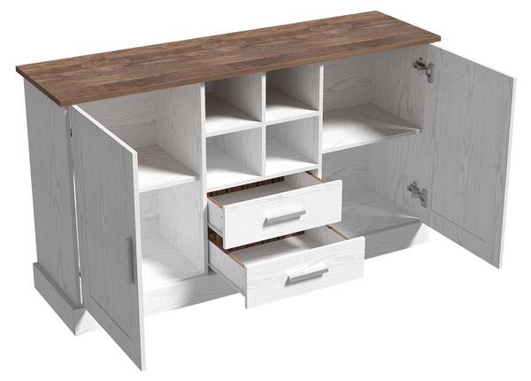 Sideboard-BB3042 Weiß - Holzwerkstoff - 140 x 80 x 40 cm