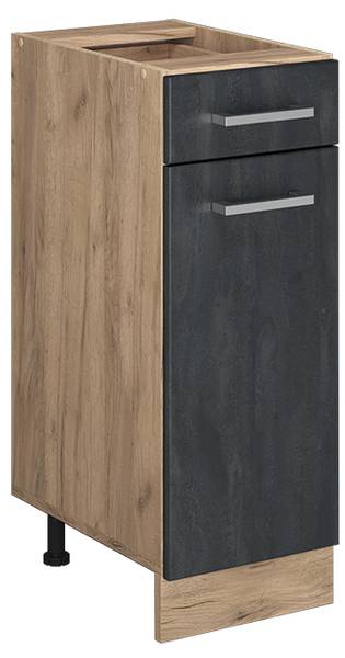 Keukenonderkast R-Line 47544 zwart - zandkleurige eikenhouten look