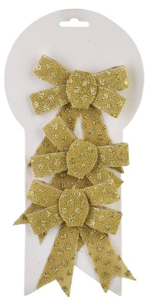 Weihnachtsschleifen SANTA LILA 3-er Set Gold - Kunststoff - 10 x 12 x 10 cm