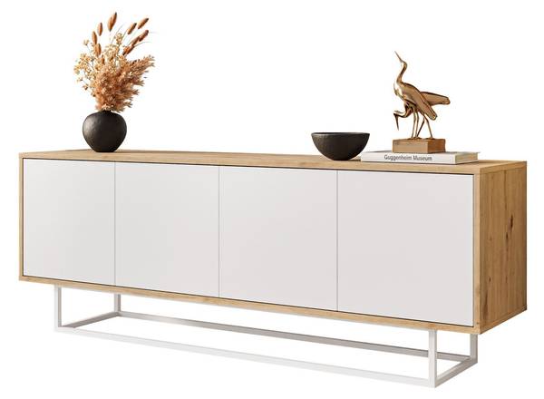TV-kast SANAYI II lichte eikenhouten look - wit