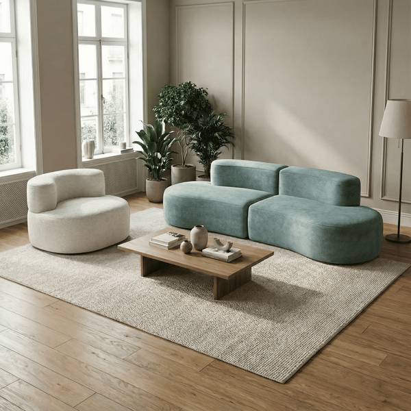 Sitzgruppe Lounge (2-tlg.) Blau - Weiß