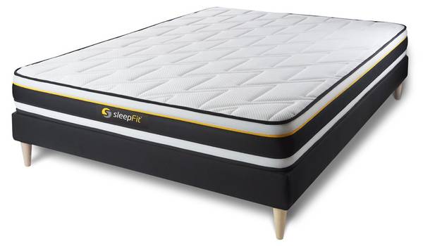 Bettgestell und Matratze Soft -  200 x Schwarz - Massivholz - 200 x 48 x 200 cm