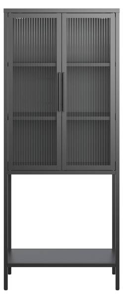 Vitrine CUBE Schwarz - Glas - Metall - 60 x 146 x 34 cm