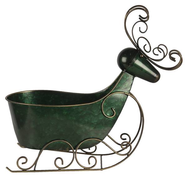 Beeld Rendier Xmas-Griffin groen - metaal - 17 x 37 x 34 cm