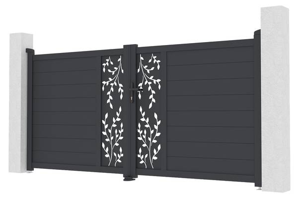 Portail battant ajustable FOLYA Gris - Aluminium - 300 x 146 x 0 cm