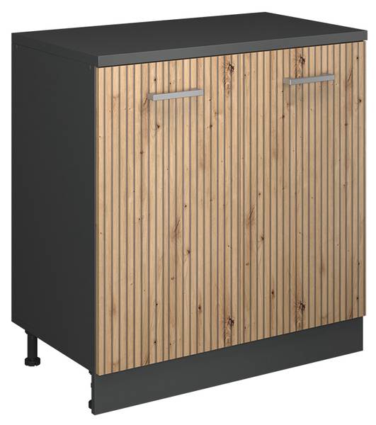 Küchenschrank Dachschrägen R-Line 61787 Anthrazit - Asteiche Dekor - Breite: 80 cm