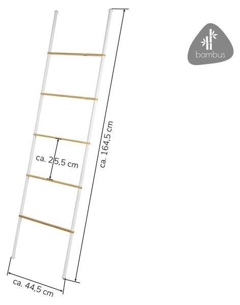 Handtuchleiter 93111 Weiß - Bambus - 45 x 165 x 3 cm