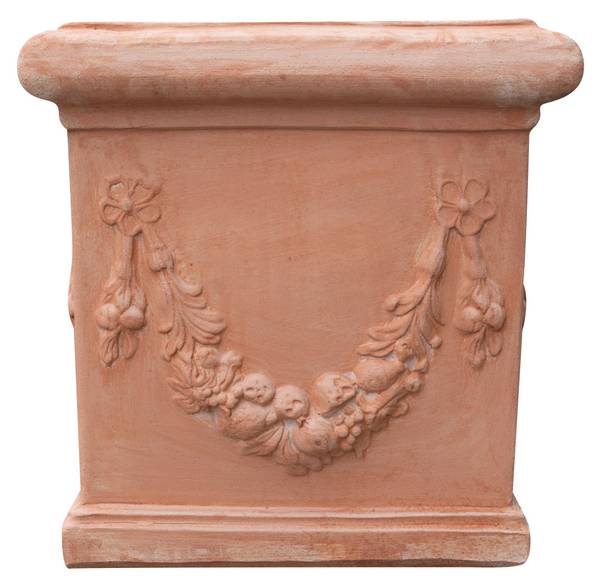 Pot carre FLORAL Marron - Terre cuite - 44 x 44 x 44 cm