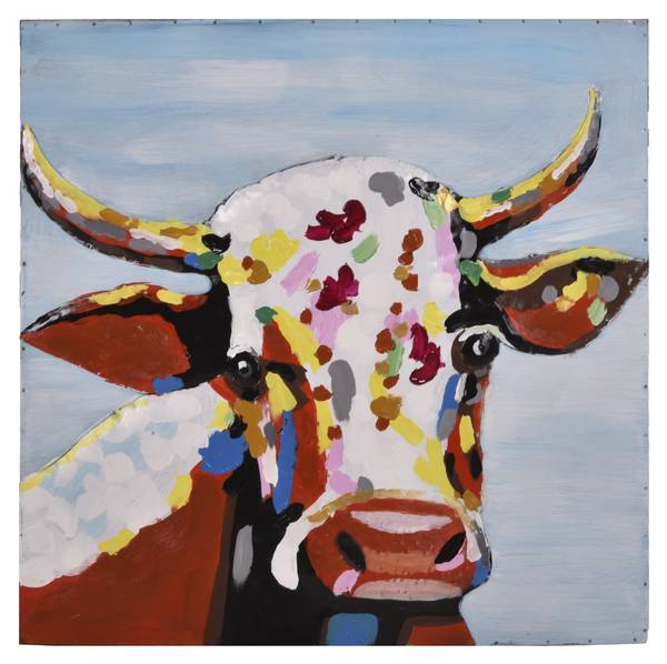 3D-Metallbild Kuh Metall - 80 x 6 x 80 cm