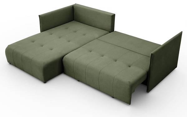 Ecksofa APOLLO L mit Schlaffunktion Grün - Polyester - 246 x 93 x 188 cm