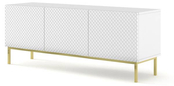 Fernsehtisch RavennaC 150x42x58 Gold - Weiß - Stahl - Melamin - 150 x 58 x 42 cm