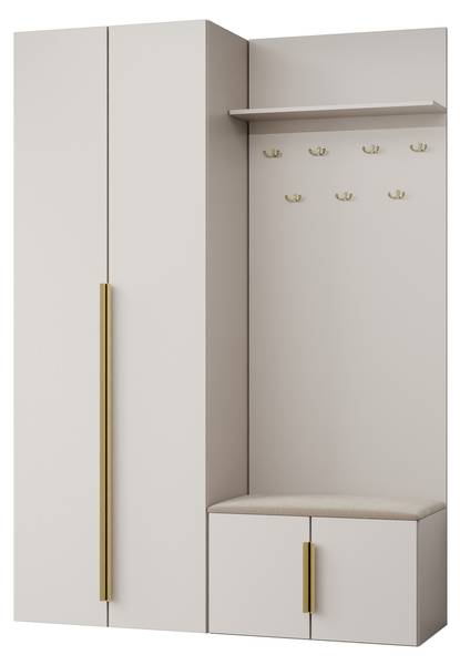 Garderobe-Set Kerkin Beige - Holzwerkstoff - 140 x 202 x 42 cm