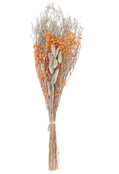 Trockenblumenstrauß CERCEDILLA Blau - Braun - Orange - Naturfaser - 15 x 65 x 8 cm