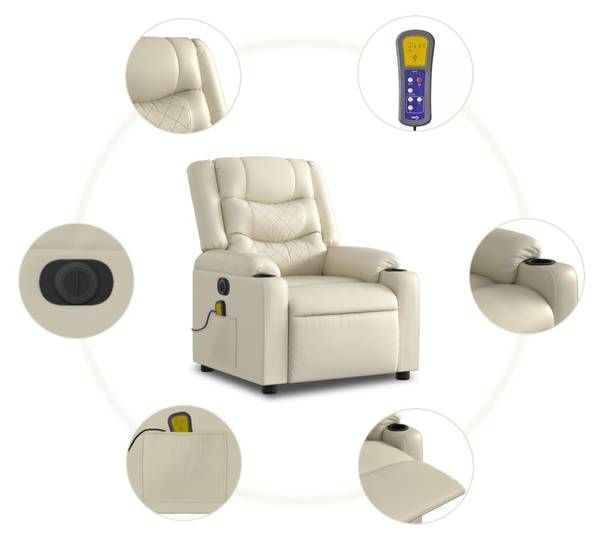 Massagesessel mit Aufstehhilfe 3032751-4 Creme - Weiß