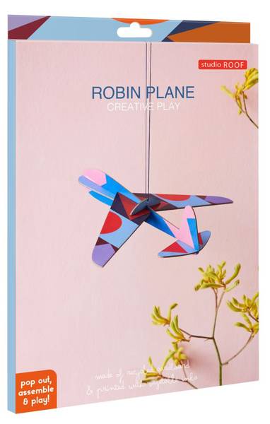 Wandobjekt Geometrisches Flugzeug Naturfaser - Papier - 6 x 19 x 23 cm