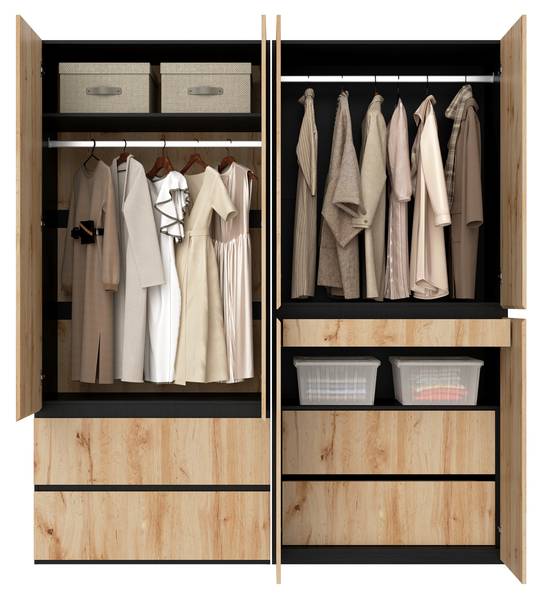 Kleiderschrank NATSHUAN148 Ⅴ Braun - Holzwerkstoff - 180 x 200 x 50 cm