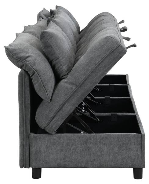 Sofaset Gaia Ⅰ Grau - Kunststoff - Massivholz - Textil - 76 x 87 x 274 cm