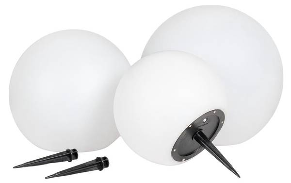 3 lampes solaires LED LIFTON Blanc - Matière plastique - En partie en bois massif - 30 x 30 x 30 cm