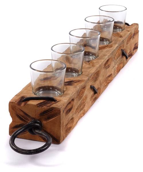 Teelichthalter Burnt 70 Braun - Holzwerkstoff - 70 x 12 x 9 cm